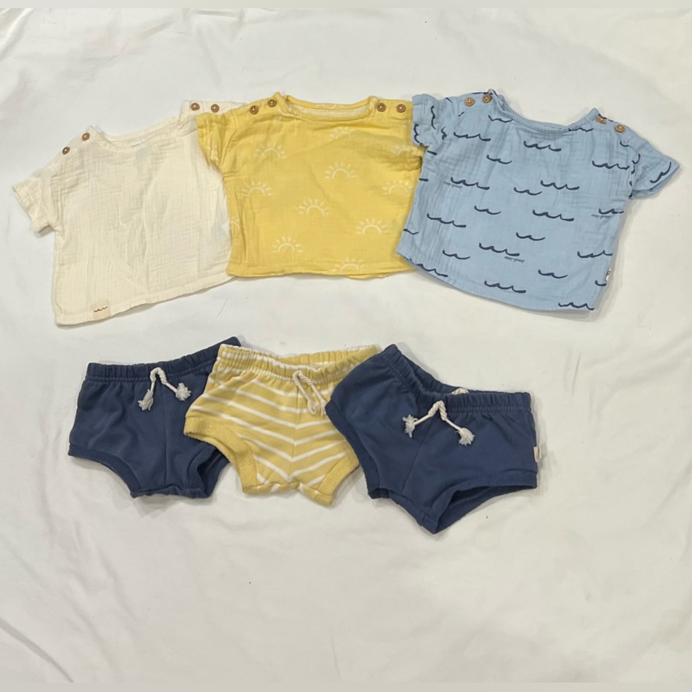 Easy Peasy baby boy size 3 to 6 and 6 to 9 month mix and match sets. Shirt short